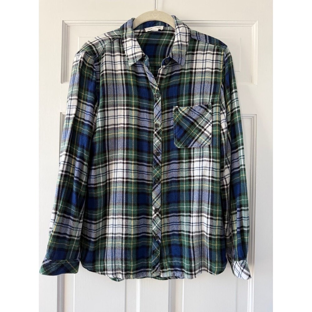 beachlunchlounge tartan Plaid Blue Green Plaid Button Down Shirt size large